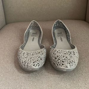 Mini Melissa Size 11 Sparkly Silver/Gray Flats